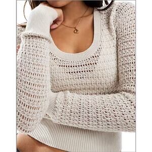 Hollister Scoop Neck Knitted Long Sleeve Top Size Small